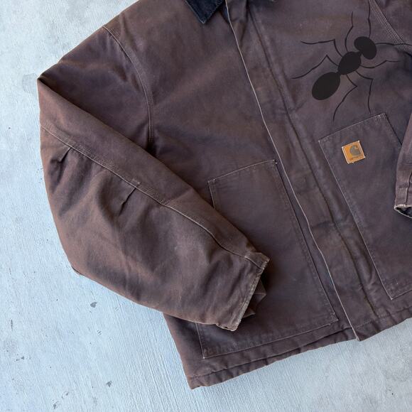 Vintage Y2K Carhartt J22 DKB brown arctic work wear jacket - Picture 2 of 8